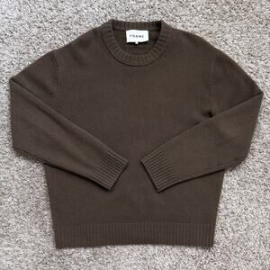 FRAME 100% Cashmere Crewneck Sweater in Dark Brown Caramel Men’s Size Large